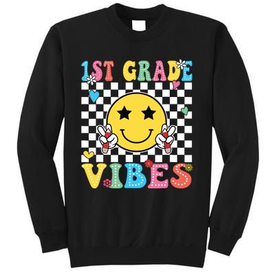 1st Grade Vibes Smile Face Back To School First Grade Sweatshirt