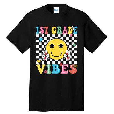 1st Grade Vibes Smile Face Back To School First Grade Tall T-Shirt