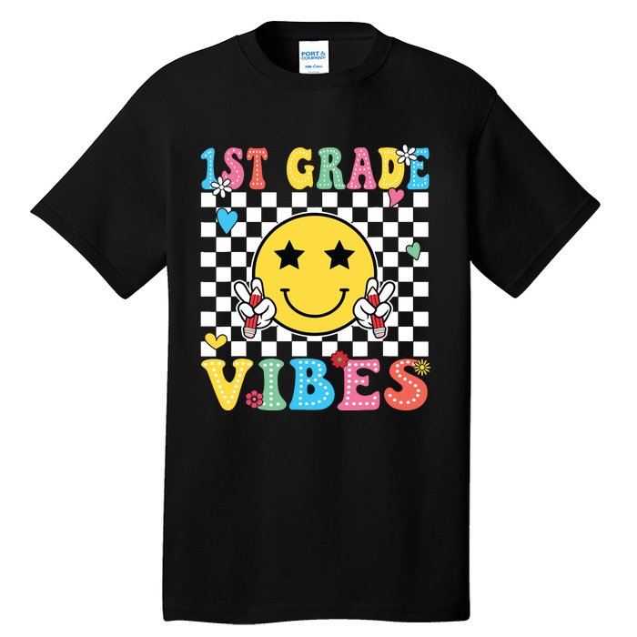 1st Grade Vibes Smile Face Back To School First Grade Tall T-Shirt