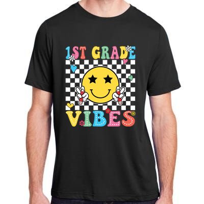 1st Grade Vibes Smile Face Back To School First Grade Adult ChromaSoft Performance T-Shirt