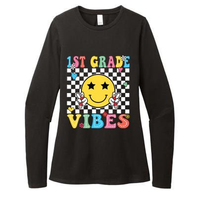 1st Grade Vibes Smile Face Back To School First Grade Womens CVC Long Sleeve Shirt