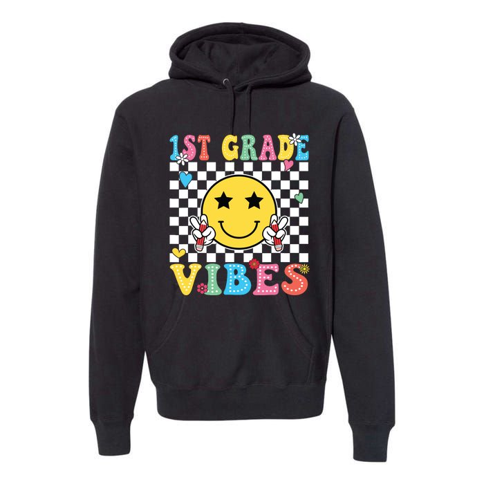 1st Grade Vibes Smile Face Back To School First Grade Premium Hoodie