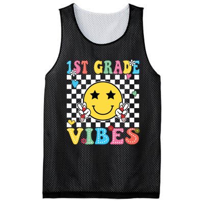 1st Grade Vibes Smile Face Back To School First Grade Mesh Reversible Basketball Jersey Tank