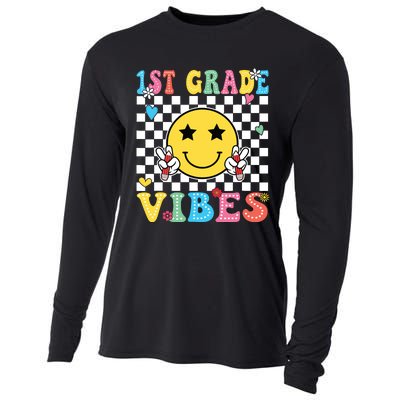 1st Grade Vibes Smile Face Back To School First Grade Cooling Performance Long Sleeve Crew