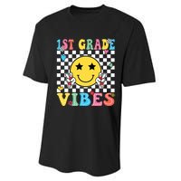 1st Grade Vibes Smile Face Back To School First Grade Performance Sprint T-Shirt