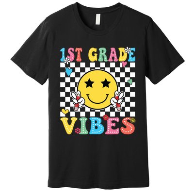 1st Grade Vibes Smile Face Back To School First Grade Premium T-Shirt