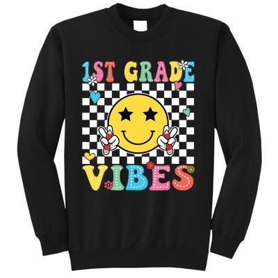 1st Grade Vibes Smile Face Back To School First Grade Tall Sweatshirt