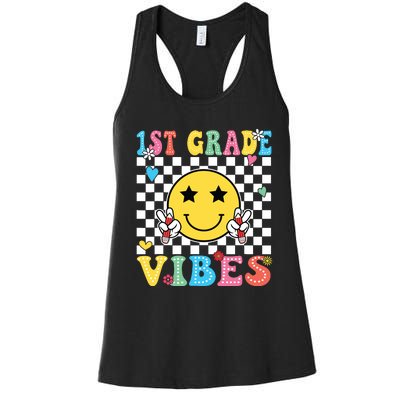 1st Grade Vibes Smile Face Back To School First Grade Women's Racerback Tank