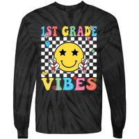 1st Grade Vibes Smile Face Back To School First Grade Tie-Dye Long Sleeve Shirt