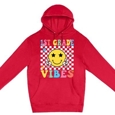 1st Grade Vibes Smile Face Back To School First Grade Premium Pullover Hoodie