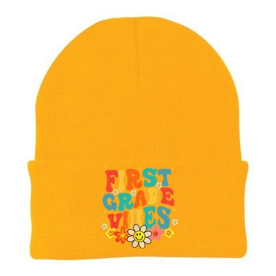 1st Grade Vibes Back To School Retro First Grade Teachers Knit Cap Winter Beanie