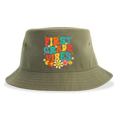 1st Grade Vibes Back To School Retro First Grade Teachers Sustainable Bucket Hat