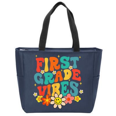 1st Grade Vibes Back To School Retro First Grade Teachers Zip Tote Bag