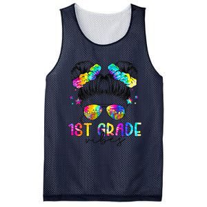 1st Grade Vibes Messy Bun First Grade Back To School Mesh Reversible Basketball Jersey Tank