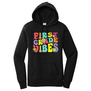 1st Grade Vibes Smile Face Back To School First Grade Women's Pullover Hoodie