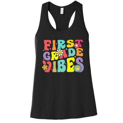 1st Grade Vibes Smile Face Back To School First Grade Women's Racerback Tank