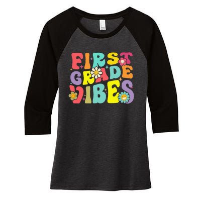 1st Grade Vibes Smile Face Back To School First Grade Women's Tri-Blend 3/4-Sleeve Raglan Shirt