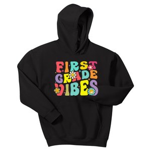 1st Grade Vibes Smile Face Back To School First Grade Kids Hoodie