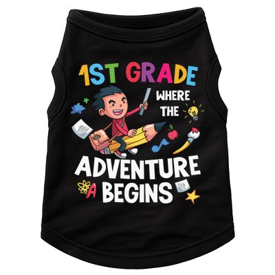 1st Grade Where The Adventure Begins Back To School Doggie Tank