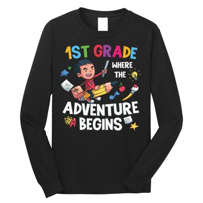 1st Grade Where The Adventure Begins Back To School Long Sleeve Shirt