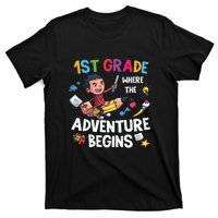 1st Grade Where The Adventure Begins Back To School T-Shirt