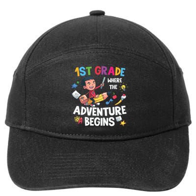 1st Grade Where The Adventure Begins Back To School 7-Panel Snapback Hat