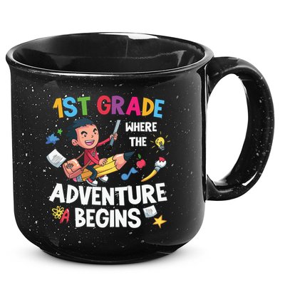 1st Grade Where The Adventure Begins Back To School 15oz Campfire Ceramic Mug
