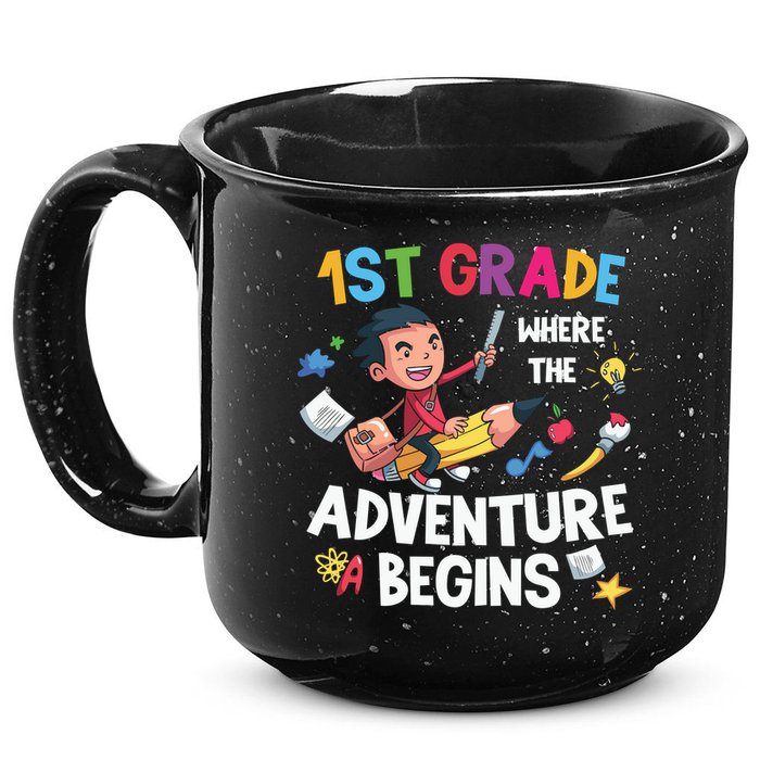 1st Grade Where The Adventure Begins Back To School 15oz Campfire Ceramic Mug