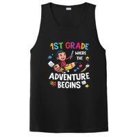 1st Grade Where The Adventure Begins Back To School PosiCharge Competitor Tank