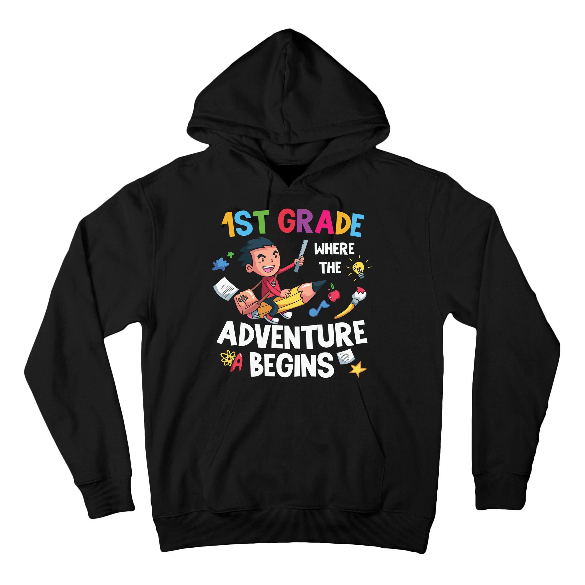 1st Grade Where The Adventure Begins Back To School Tall Hoodie
