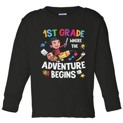 1st Grade Where The Adventure Begins Back To School Toddler Long Sleeve Shirt