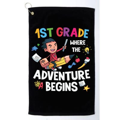 1st Grade Where The Adventure Begins Back To School Golf Towel