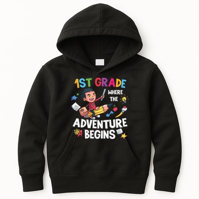 1st Grade Where The Adventure Begins Back To School Kids Hoodie