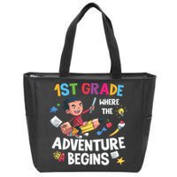 1st Grade Where The Adventure Begins Back To School Zip Tote Bag