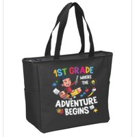 1st Grade Where The Adventure Begins Back To School Zip Tote Bag