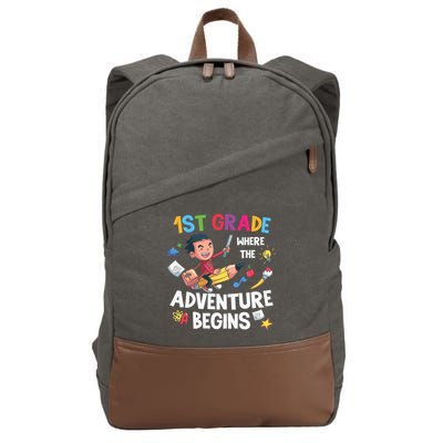 1st Grade Where The Adventure Begins Back To School Cotton Canvas Backpack
