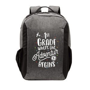 1st Grade Where The Adventure Begins First Teacher Vector Backpack