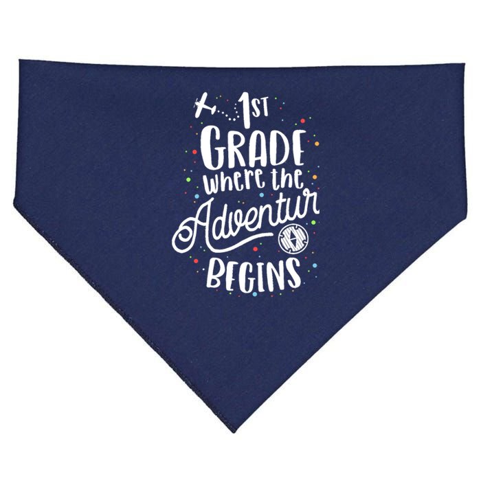 1st Grade Where The Adventure Begins First Teacher USA-Made Doggie Bandana