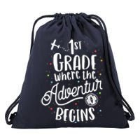 1st Grade Where The Adventure Begins First Teacher Drawstring Bag