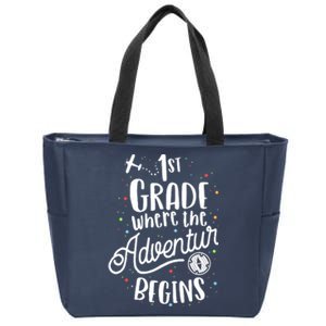 1st Grade Where The Adventure Begins First Teacher Zip Tote Bag