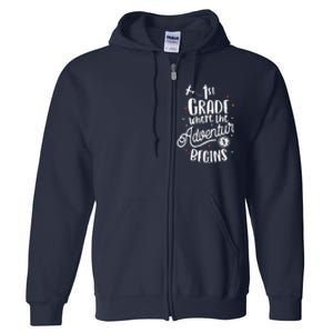 1st Grade Where The Adventure Begins First Teacher Full Zip Hoodie