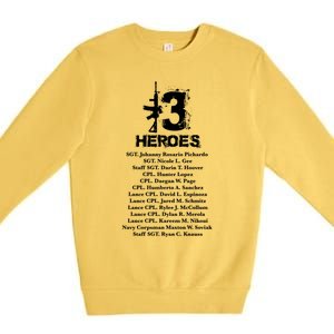 13 Heroes 08funny Gift26funny Gift2021 Never Forget Honor Fallen Soldiers Gift Premium Crewneck Sweatshirt