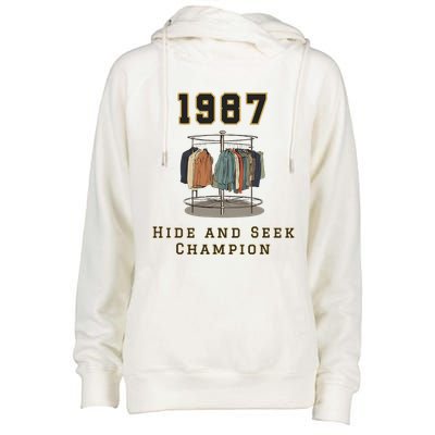 1987 Hide And Seek Champion Bigfoot Womens Funnel Neck Pullover Hood