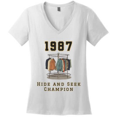 1987 Hide And Seek Champion Bigfoot Women's V-Neck T-Shirt