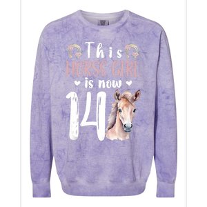 14th Horse Birthday Party 14 Year Old Girl Horses Birthday Colorblast Crewneck Sweatshirt