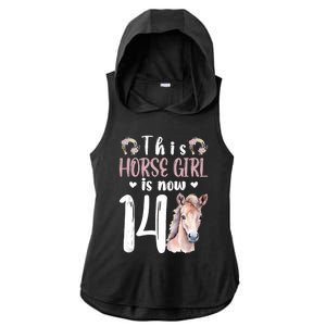 14th Horse Birthday Party 14 Year Old Girl Horses Birthday Ladies PosiCharge Tri-Blend Wicking Draft Hoodie Tank