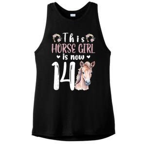 14th Horse Birthday Party 14 Year Old Girl Horses Birthday Ladies PosiCharge Tri-Blend Wicking Tank