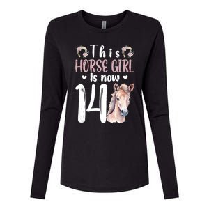 14th Horse Birthday Party 14 Year Old Girl Horses Birthday Womens Cotton Relaxed Long Sleeve T-Shirt