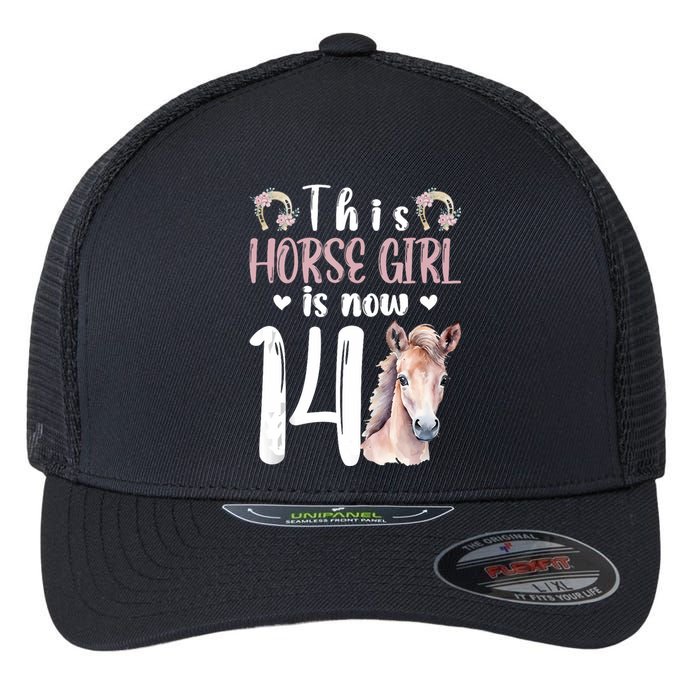 14th Horse Birthday Party 14 Year Old Girl Horses Birthday Flexfit Unipanel Trucker Cap