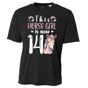 14th Horse Birthday Party 14 Year Old Girl Horses Birthday Cooling Performance Crew T-Shirt